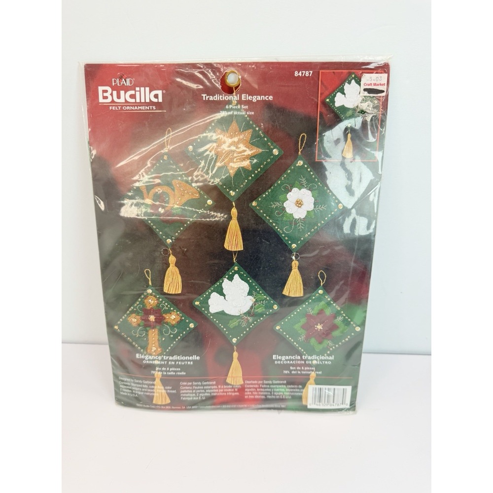 Bucilla 84787 Felt 6 Christmas Ornament Kit Traditional Elegance